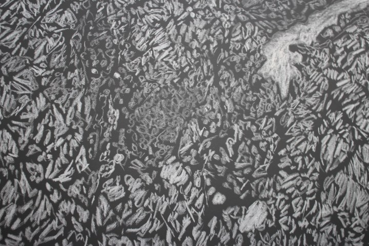 Close up of Giuseppe Penone's "Pelle di grafite - riflesso d'ombra", 2007