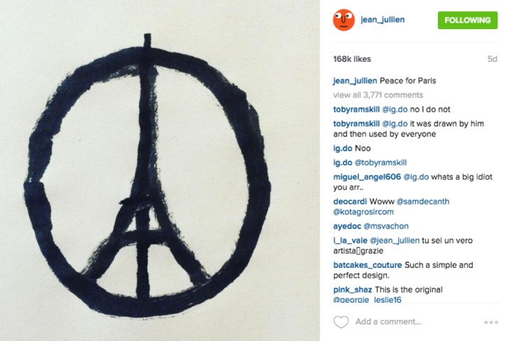 Jean Julien's "Peace for Paris" instagram